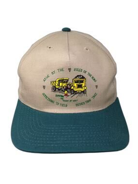 LitePro 5 Panel Beige Green Hat OS Snapback Rules of the Road Mining Truck